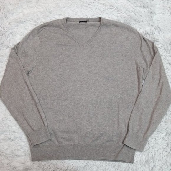 J. Crew Mens Sweater‎ Gray XL Merino Wool Long Sleeve V Neck Sweatshirt - Picture 1 of 9